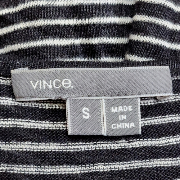 VINCE Linen Black & White Striped Long Sleeve Oversized Tee Womens Size Small - Picture 4 of 11
